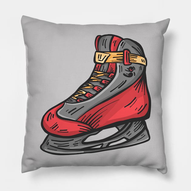 Ice Skate Illustration Pillow by SLAG_Creative