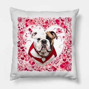 English Bulldog Be Mine Valentine Pillow