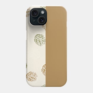 Gold Vertical Split Colorful Pinecone Pattern on Cream Off-White Phone Case