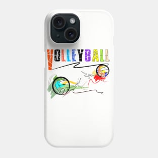 hit volleyball and text design and brush strokes style Phone Case