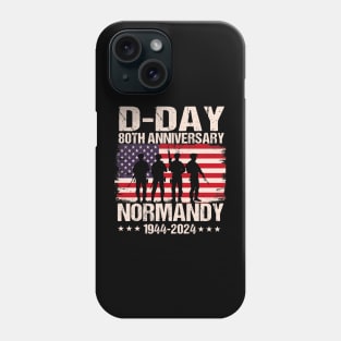 Retro D-Day 2024, 80th Anniversary Normandy 1944 US Flag Phone Case