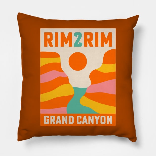 Rim 2 Rim Grand Canyon R2R Rim2Rim Hike Trail Run Pillow by PodDesignShop