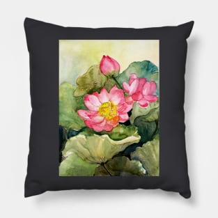 Pink Lotus garden Pillow