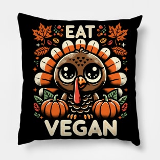 Whimsical Thanksgiving Turkey - Eat Vegan Pillow