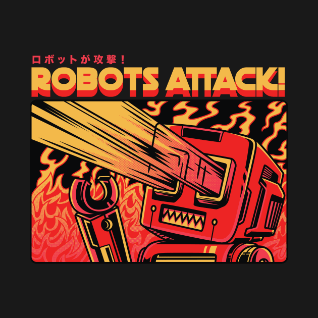 Retro Sci Fi Robots Attack! by SLAG_Creative