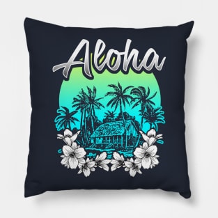 Aloha Hawaiian Tropical Vacation Lei Flowers Graphic Pillow