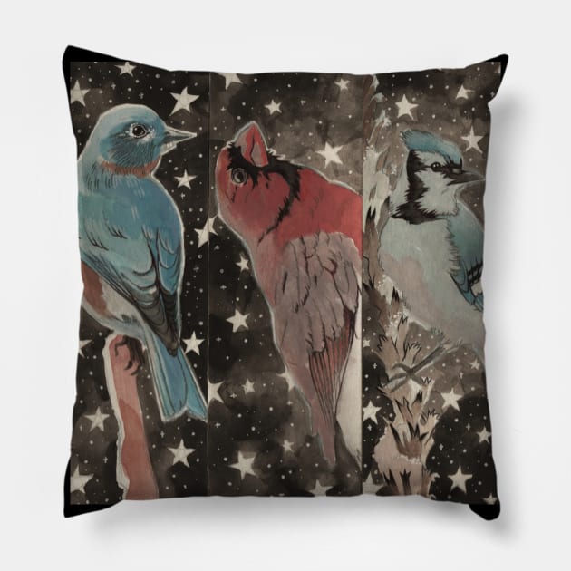 Birdies Pillow by artofannabellepullen