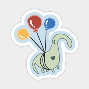 Dinosaur with Triad Color Balloon on the Sky Stay Joyful Everyday Combat Depression Mental Awareness Magnet