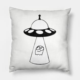 UFO Abducting Scared Ghost - Pen on Paper Pillow