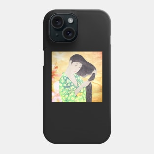 Beautiful Oriental Lady Brushing Her Hair Phone Case