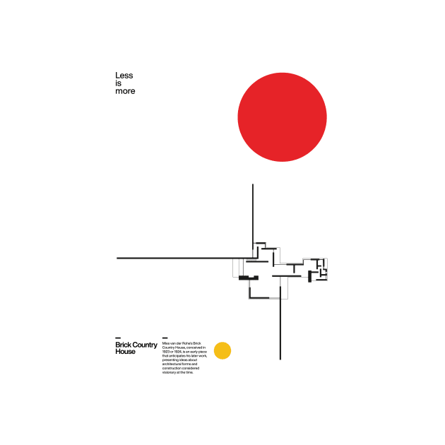 Brick Country House, Ludwig Mies van der Rohe, Minimal Architecture Bauhaus Design Wall Art by sub88