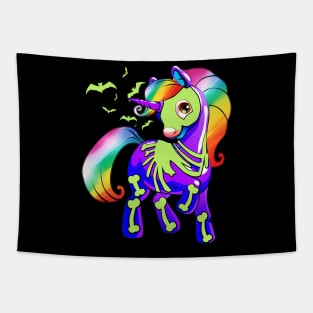 Unicorn Skeleton Halloween Magical Candy Glow Gif Tapestry