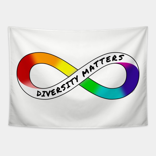 Diversity Matters - Rainbow Infinity Symbol for Neurodiversity Neurodivergent Actually Autistic Pride Asperger's Autism ASD Acceptance & Appreciation Tapestry by bystander