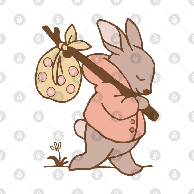 Little cute rabbit walks away from home - on a baby onzie or sweatshirt by marina63