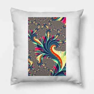 Colourful Fractal Spirals Pillow