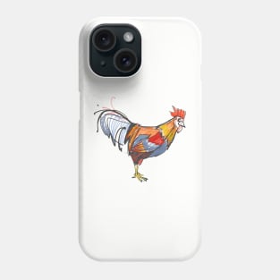 Rooster digital hand drawn illustration Phone Case