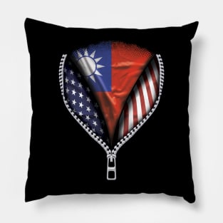 Taiwanese Flag  Taiwan Flag American Flag Zip Down - Gift for Taiwanese From Taiwan Pillow