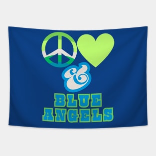 Peace, Love & Blue Angels  - Pacific Northwest Retro Pop Electric Green Style Tapestry