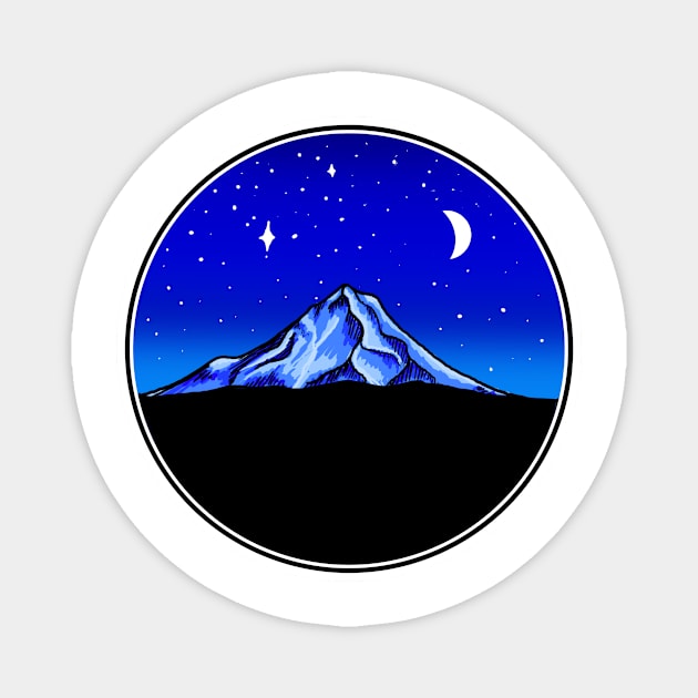 Mt. Hood Moonlight Night Sky Magnet by FernheartDesign