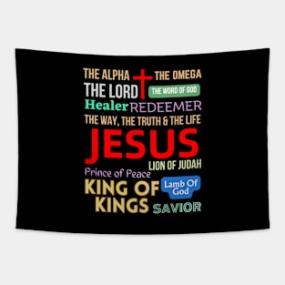 Names of Lord God Jesus Christ - Christian Faith Bible Verse Quote Tapestry