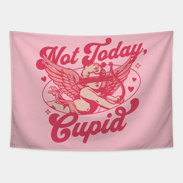 Not Today Cupid - Anti Valentines Day Funny Retro Valentines Tapestry by OrangeMonkeyArt