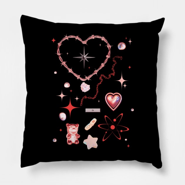 Y2K Aesthetic Red Edition Pillow by Milochka