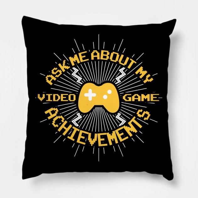 video-game-achievements (yellow) Pillow by nektarinchen