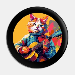 Cat playing guitar Pin