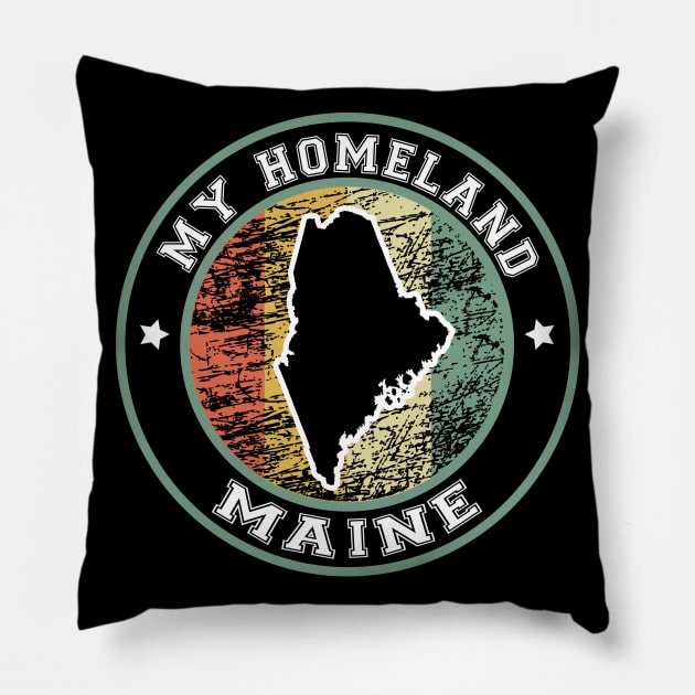 Homeland Maine state USA vintage Pillow by LiquidLine