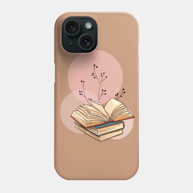 Book Lover Girly Pink Floral Phone Case by Lexicon Theory