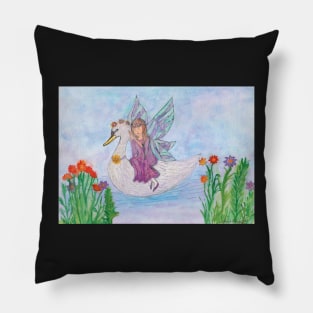 The Fairy Swan - Watercolour Painting Pillow