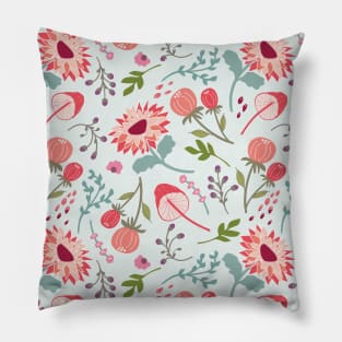 Florals, Berries and Mushrooms Pattern Pillow