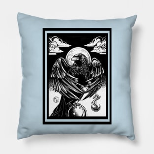 The Raven's Gift -Black Outlined Version Pillow