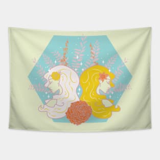 Gemini Twins (Blue) Tapestry