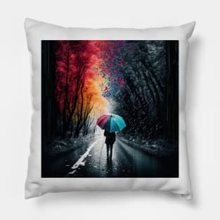 Living Life in Colour Walking in the Rain Pillow