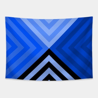 Black and Multiple Blue Triangular Tapestry