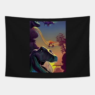 CARTOON BLUE AND PURPLE DINOSAUR Tapestry