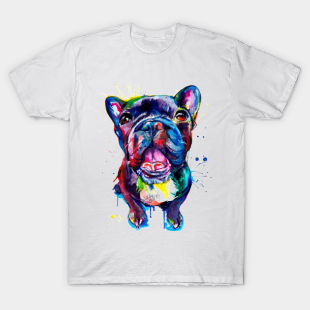 Artistic Colourful French Bulldog Watercolour Paint Splatter