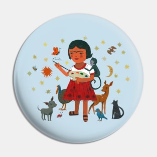 Frida Kahlo and Her Animalitos Pin