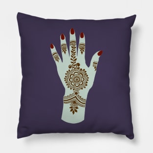 Brown Henna on Fantasy Light Green Hand Pillow