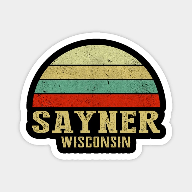 Sayner Wisconsin Vintage Retro Sunset Magnet by Curry G