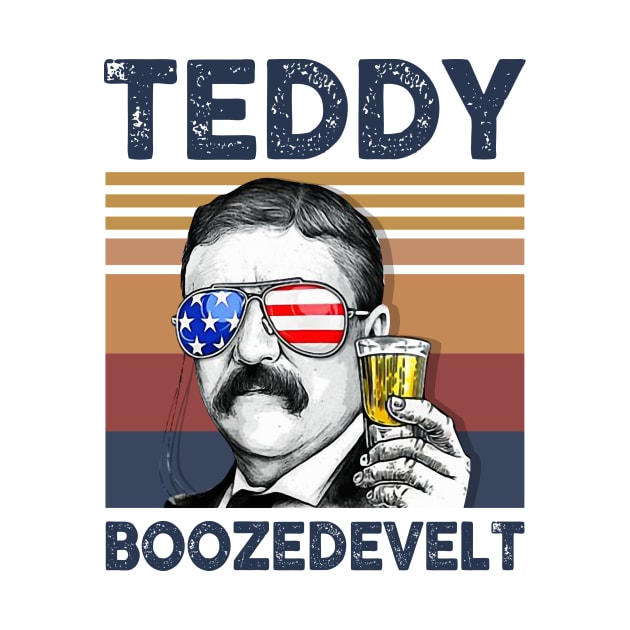 Teddy Boozedevelt US Drinking 4th Of July Vintage Shirt Independence Day American T-Shirt by Krysta Clothing