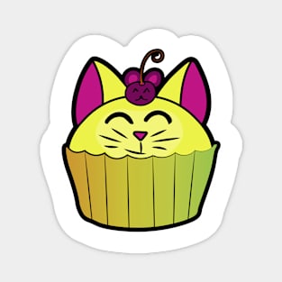 Catcake With Mouse-Cherry - Yellow Magnet