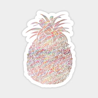 Brush Stroke Pink, Yellow and Blues Filled Pineapple Design Magnet