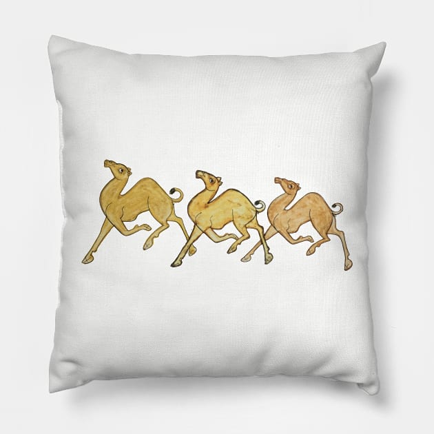 Camel print for summer in indian folk art phad art Pillow by gopalpjoshi