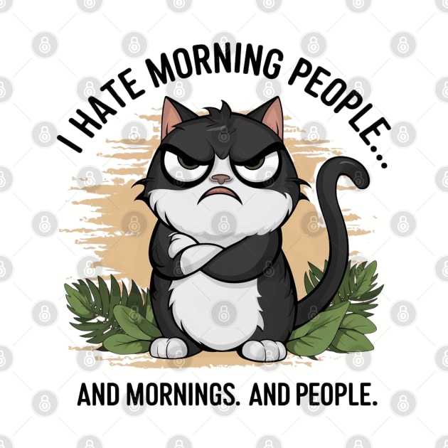 Funny Grumpy Morning Cat for Sarcastic Introverts who Hate Morning People by Shirts by Jamie