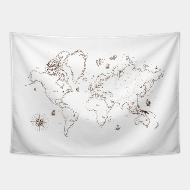 world map tapestry