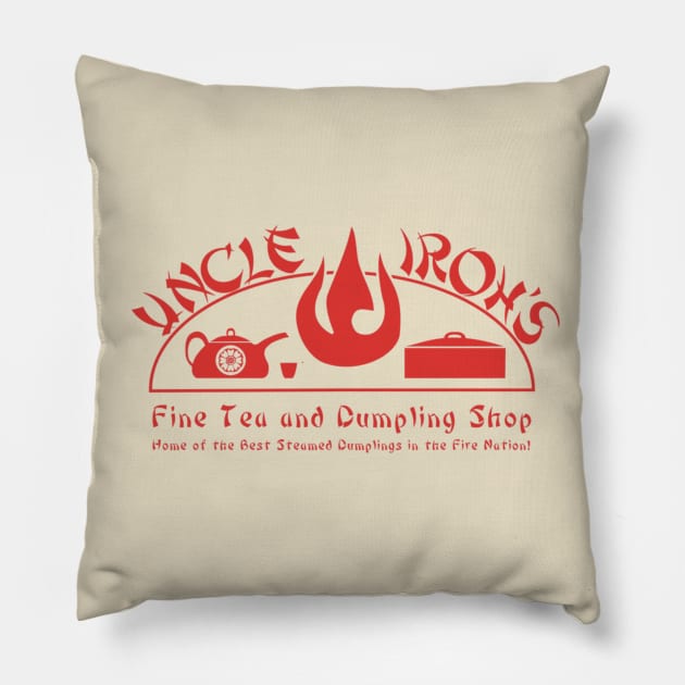 Uncle Iroh's Fine Tea Shop Pillow by NevermoreShirts