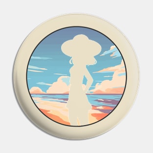 Beach Girl Silhouette Pin