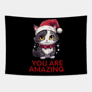 Christmas Cat - Funny Quote Tapestry